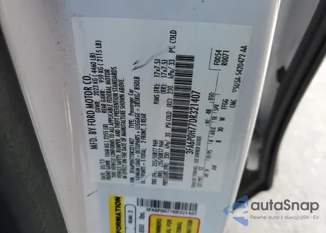 2013 Ford Fusion Se z USA, uszkodzony, nr VIN 3FA6P0H77DR321407